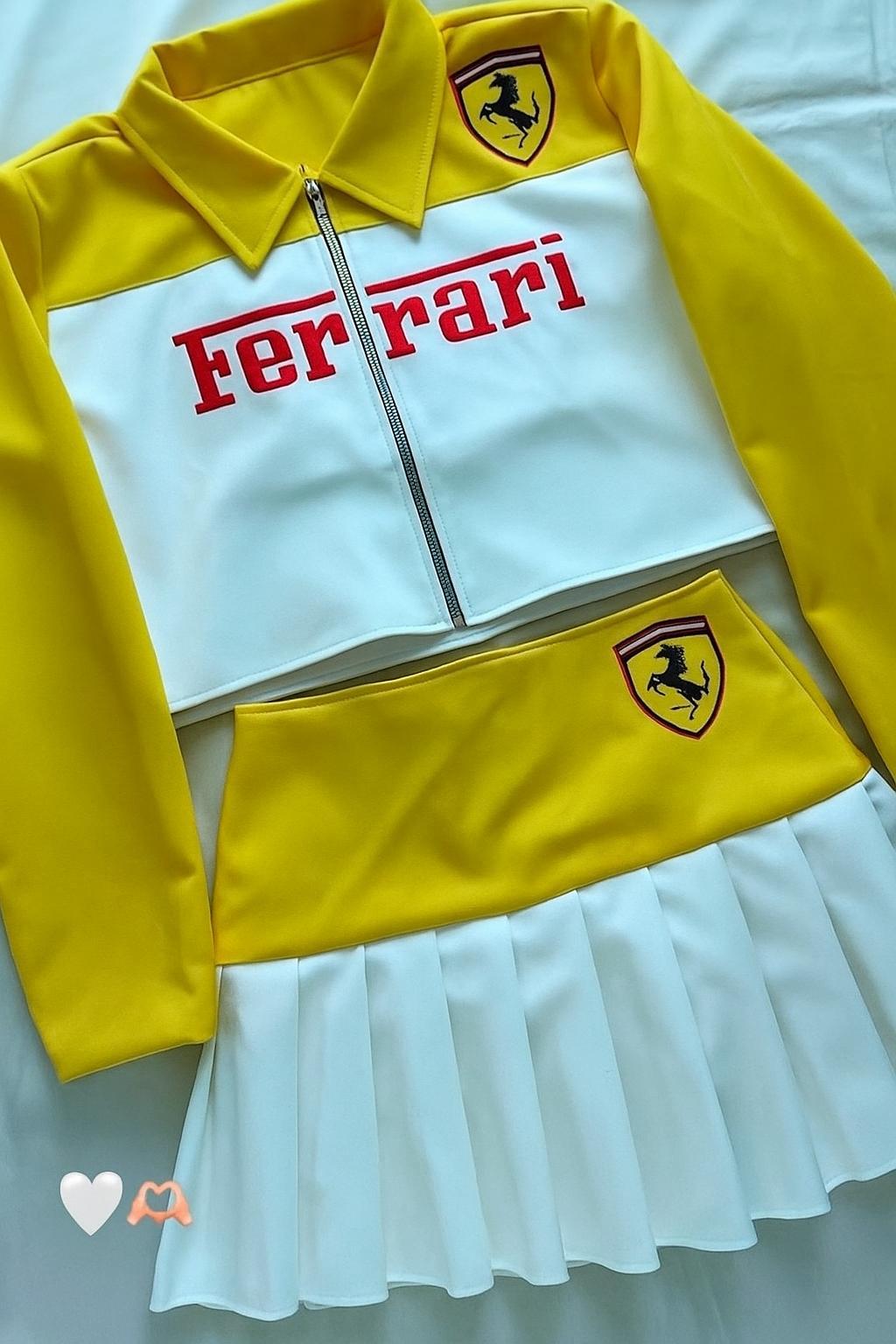 Ferrari F1 Racing Leather Jacket With Shirt – Yellow & White
